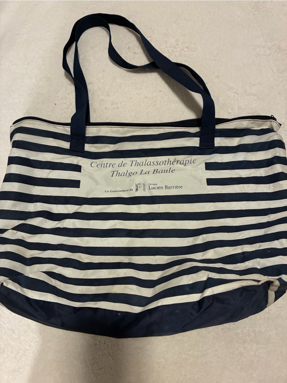 French Striped Navy & White Tote Bag - Classic Beach Style
